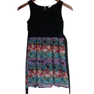 D-Signed Dress Black Floral Summer - Girls S 7/8